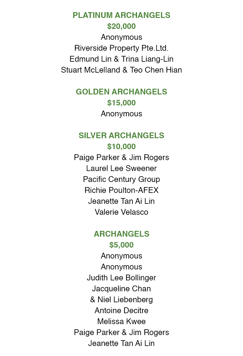 Names of Friends of SRT. Tiers include Platinum Archangels, golden archangels, silver archangels and archangels.